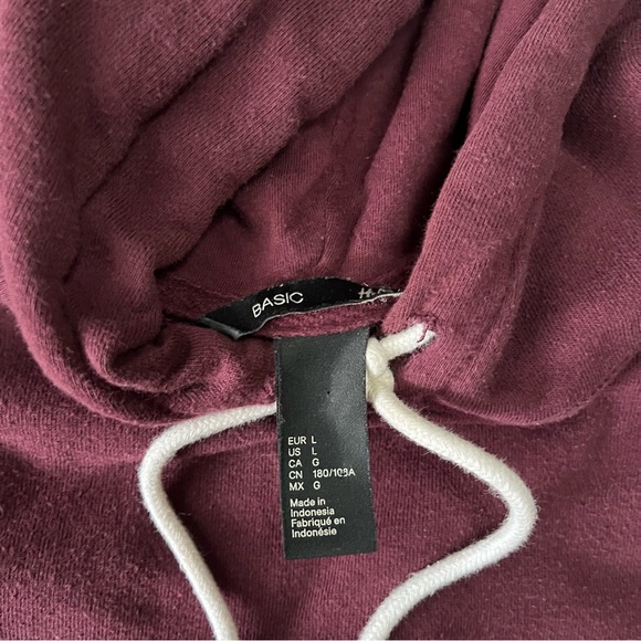 EUC Men's H&M Basics Hoodie size Large in Maroon - Picture 3 of 5